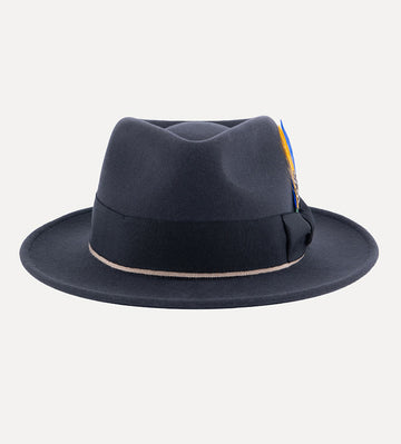 Mens Felt Fedora Short Brim Gray Wool And Cashmere