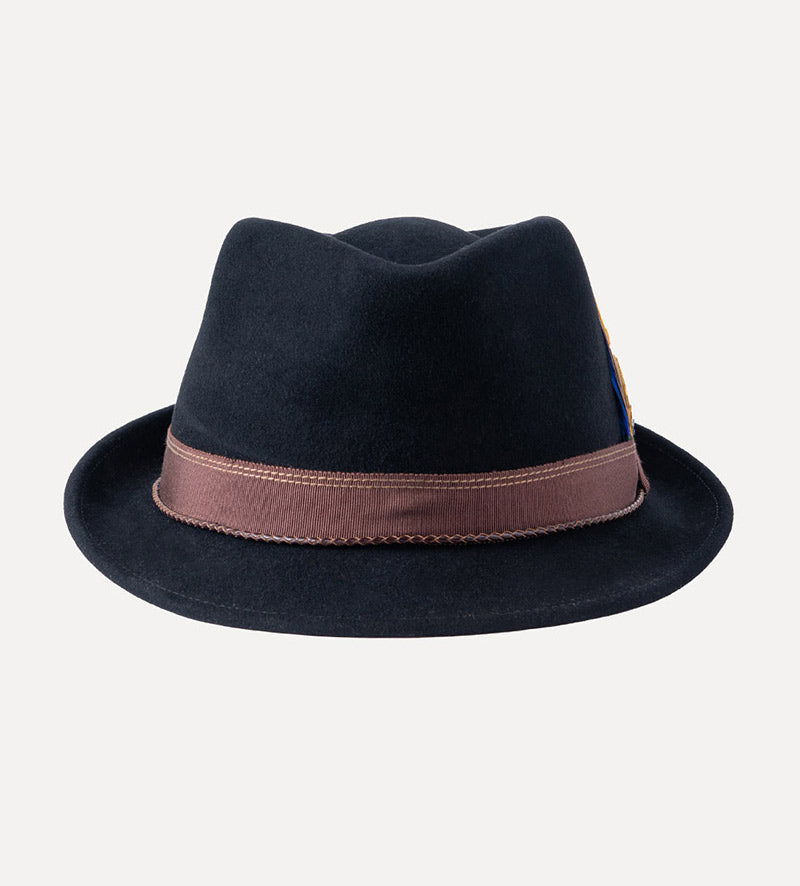 Narrow brimmed felt hat with a dented crown online