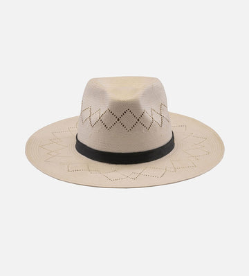 LABRADOR PLATEAU Paper Mens White Straw Fedora Wide Brim