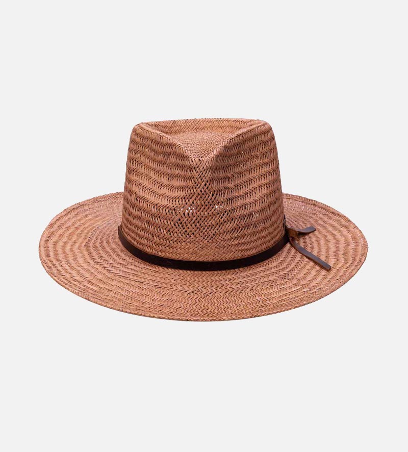 BALD EAGLE Palm Fiber Mens Summer Straw Fedora Saddlebrown