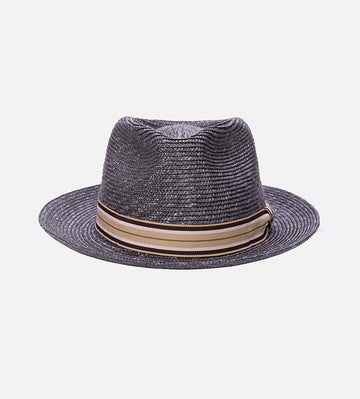 JACOB Wheat Straw Fedora Medium Brim Anthracite