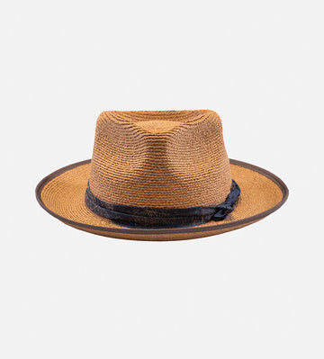 CANDOR Raffia Straw Fedora Widebrim Tan