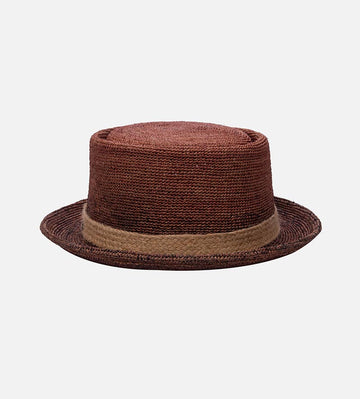 ERIC Raffia Pork Pie Short Brim Darkred Gradient