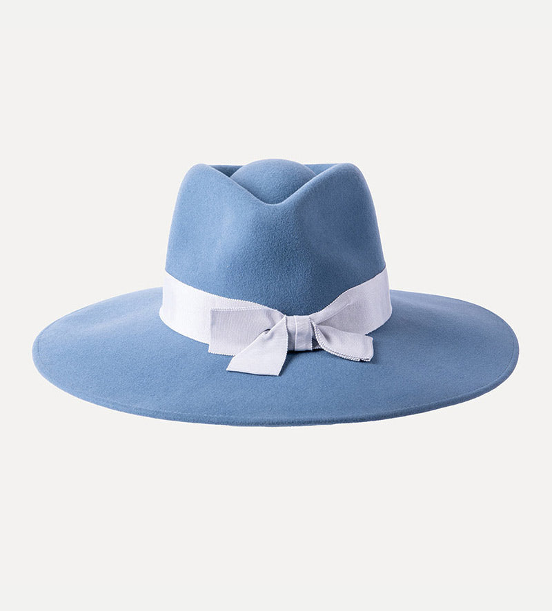 Women Wool Fedora Wide Brim Structured Tear Drop Crown Top