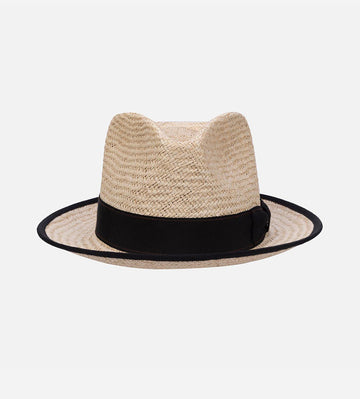 VIRUNGA Palm Straw Fedora Hat Midium Brim Cornsilk