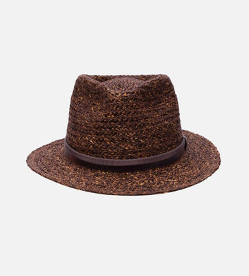 TAURUS Raffia Fedora Midium Brim Brown