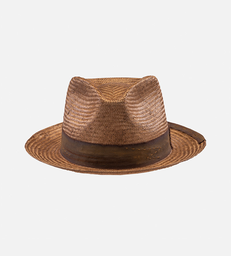 GOLDFINCH Hemp Straw Fedora Medium Brim Rosebrown