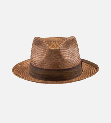 GOLDFINCH Hemp Straw Fedora Medium Brim Rosebrown