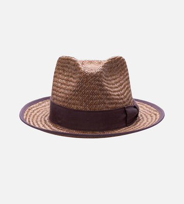 VIRUNGA Palm Fiber Sun Hat With Bow Midium Brim Tan