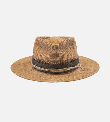 NAPHTALI Raffia Straw Fedora Medium Brim Tan