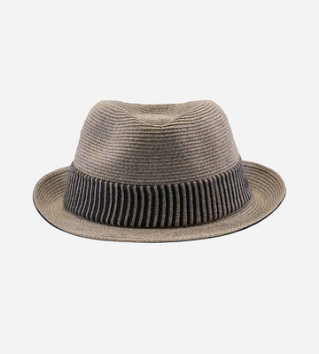 LIVINGSTONE Paper Straw Trilby Short Brim Straw Hat Grey