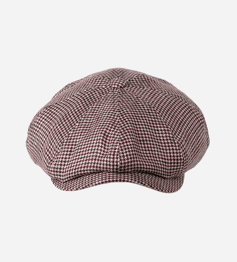 SUKHONA Linen Newsboy Cap Houndstooth Fibrebrick-Oliver