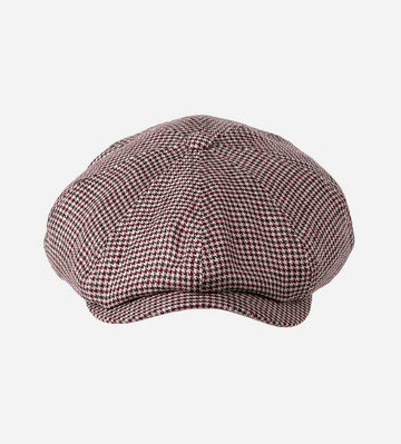 SUKHONA Linen Newsboy Cap Houndstooth Fibrebrick-Oliver