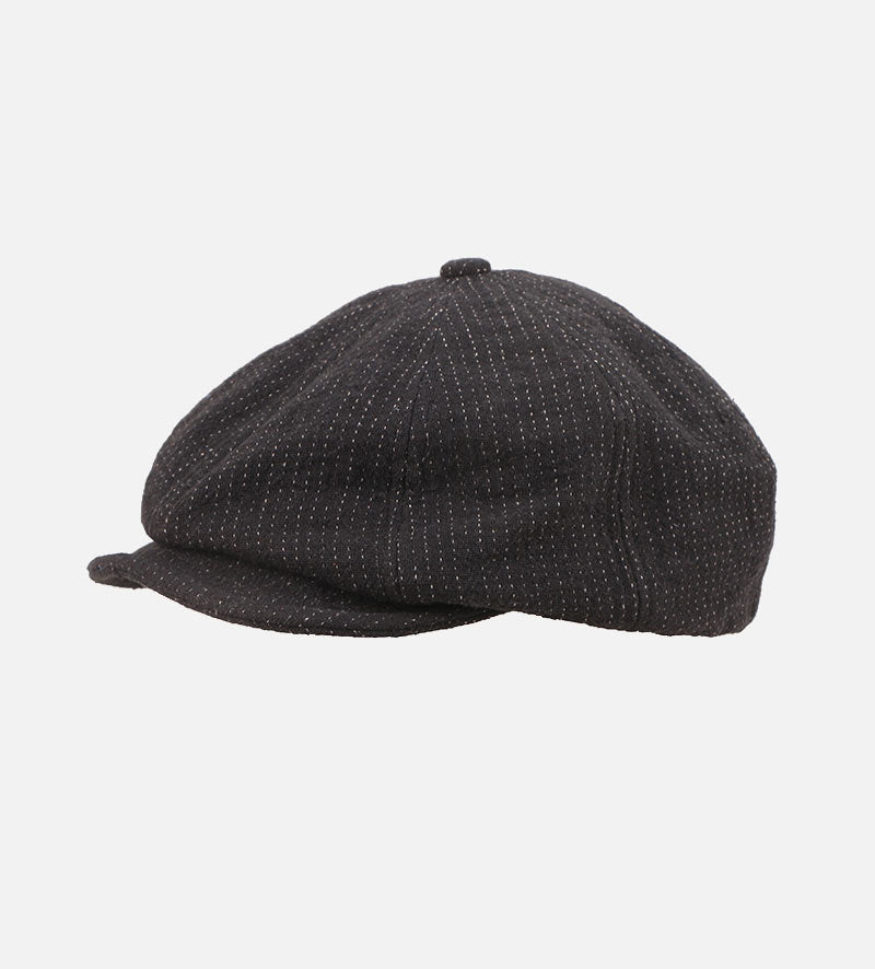 Divo Linen-Cotton Newsboy Cap Black