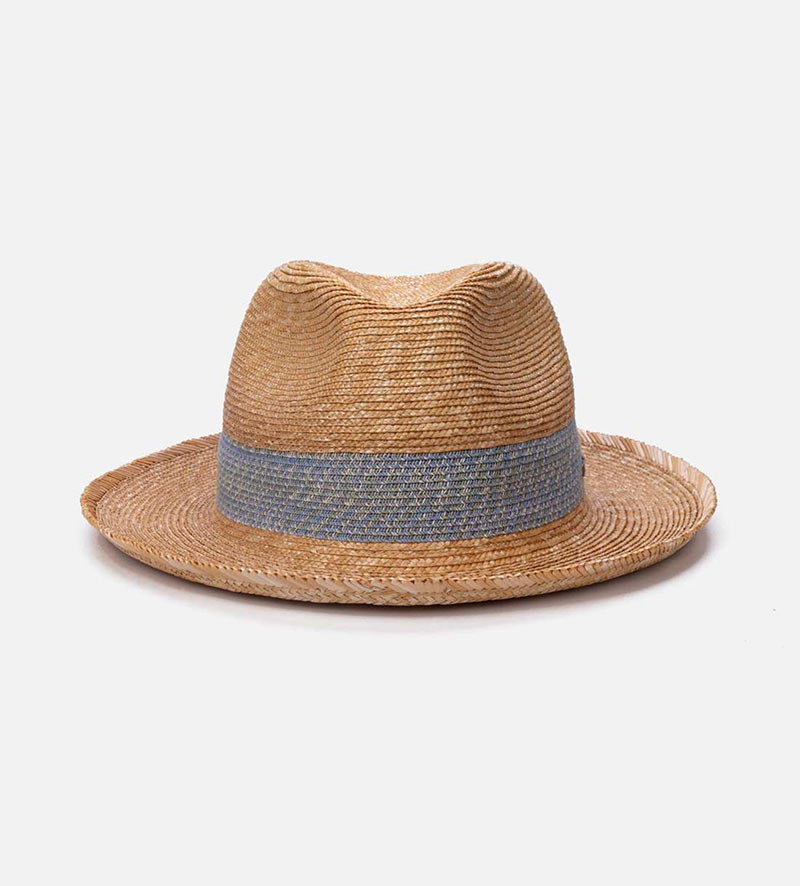 MARS Wheat Straw Roll Up Sun Hat With Light Blue Band