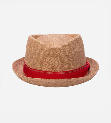 HEMERA Raffia Pork Pie Short Brim Straw Hat Wheat