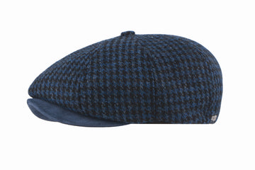 The Felsham Tweed Baker Boy Cap In Blue