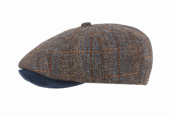 The Felsham Tweed Baker Boy Cap In Dark Brown