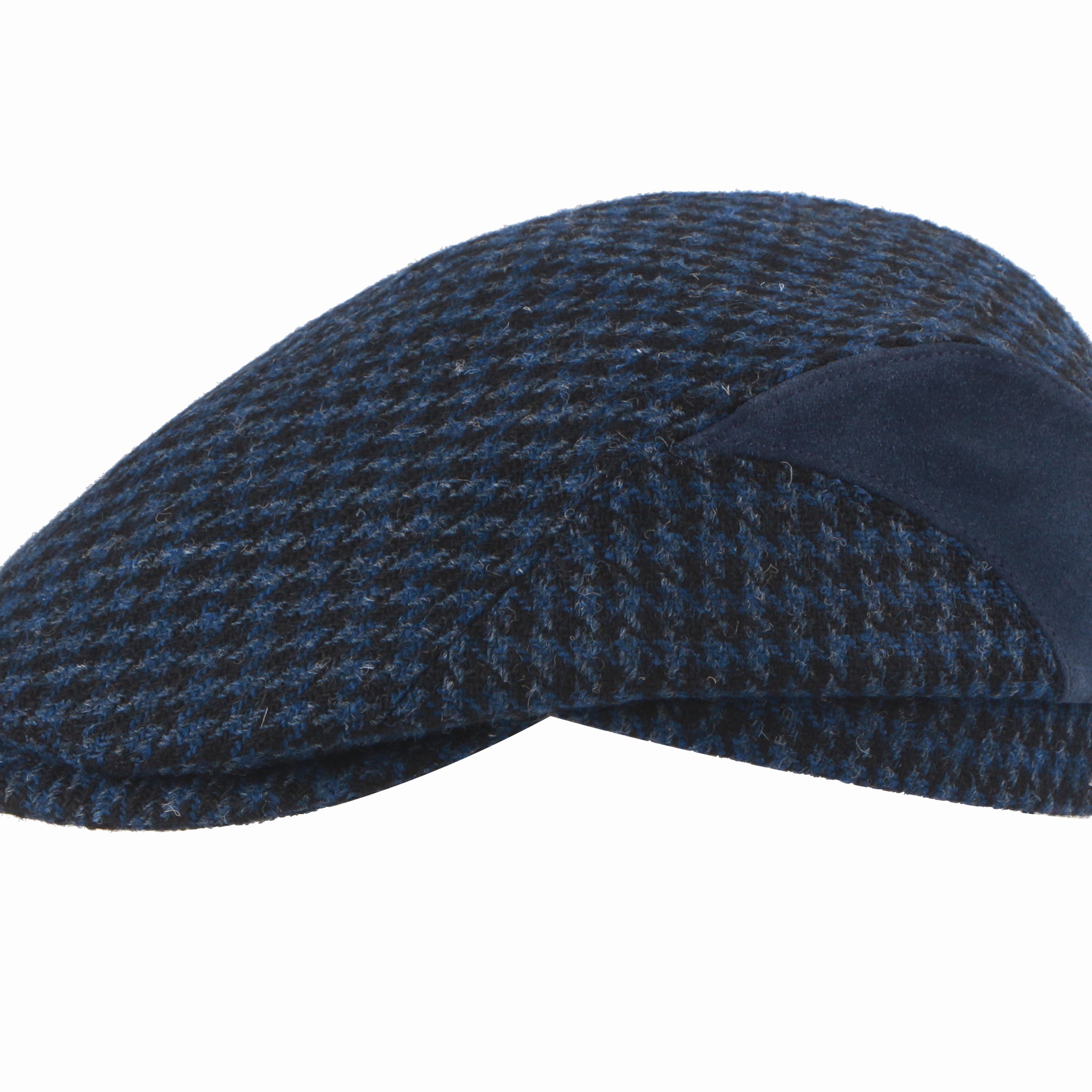 Men Lewis Harris Black and Navy Tweed Flat Cap