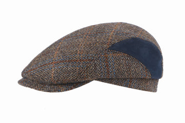 The Felsham Tweed Baker Boy Cap In Dark Grey