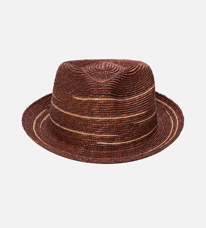 ALLIGATOR Wheat Straw Fedora Short Brim Brown