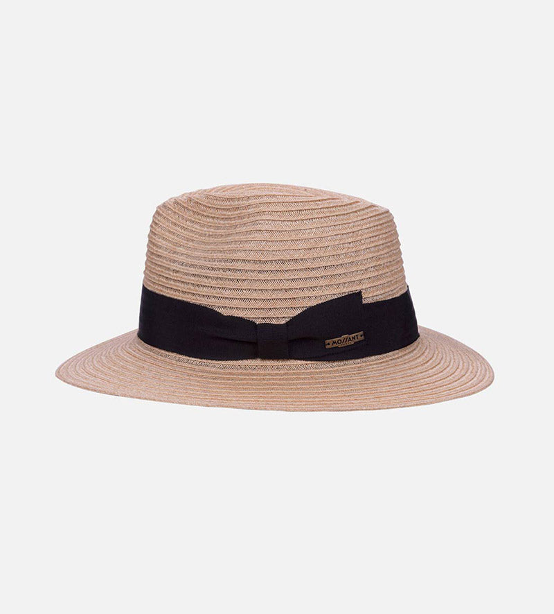 MOSES Hemp Straw Travel Sun Hat Medium Brim Bisque