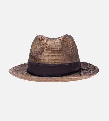 CATIOLA Raffia Distressed Fedora Medium Brim Burlywood